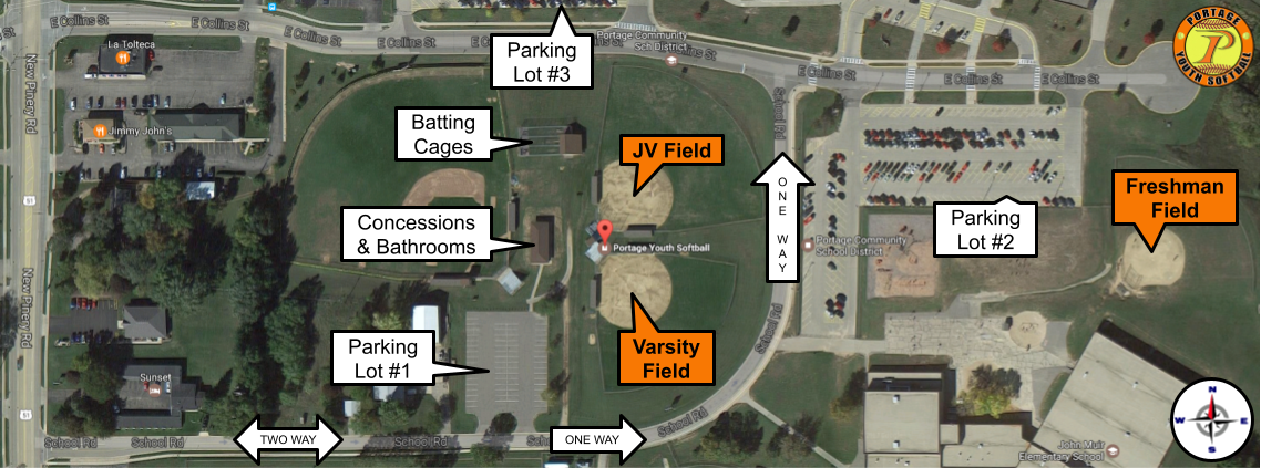Portage Youth Softball Facility Map